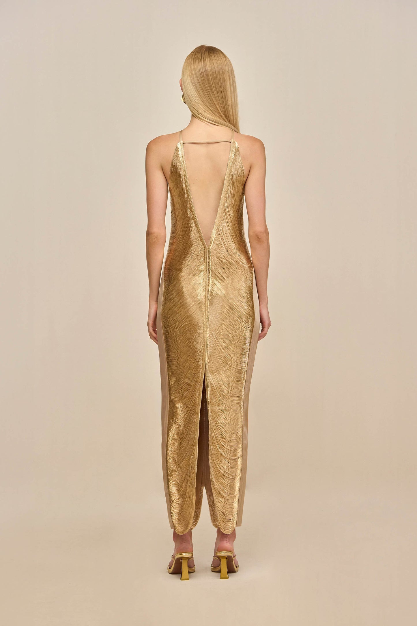 LIGHT GOLD Renata Silk Gown in Blossom