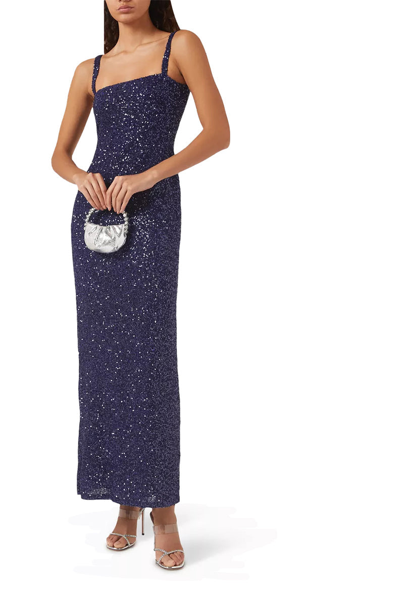 NAVY Lucienne Crepe Midi Dress in Hot Orange
