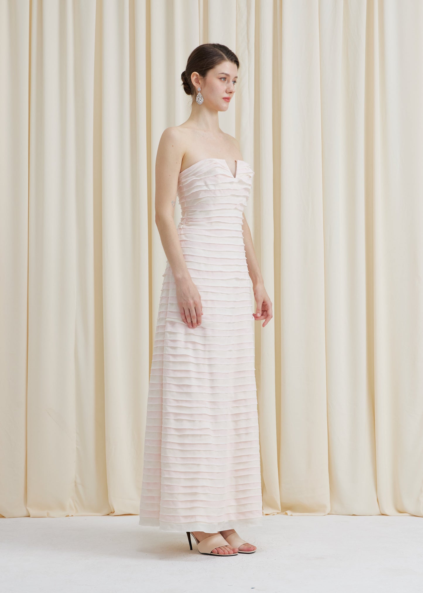 Gelato Afternoons and White Margot Strapless Maxi Dress in Blush