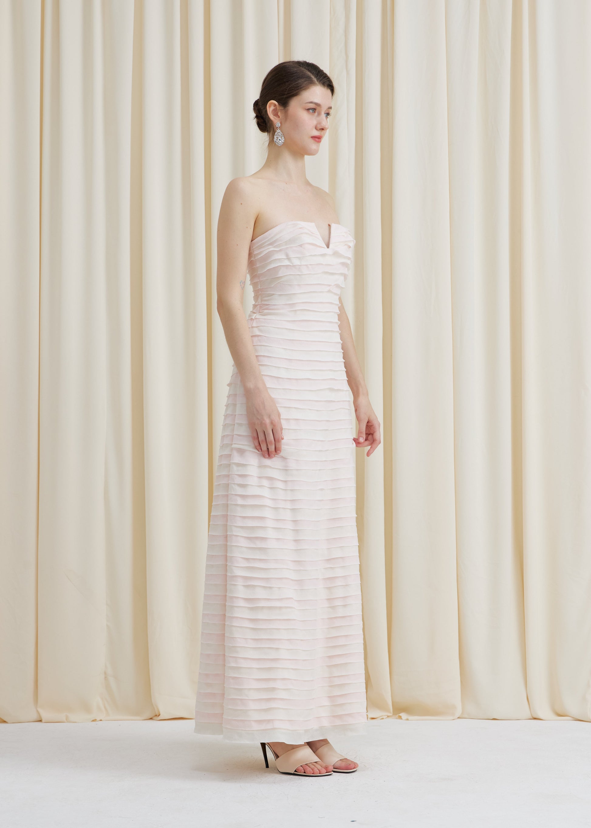 Gelato Afternoons and White Margot Strapless Maxi Dress in Blush