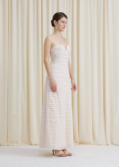 Gelato Afternoons and White Margot Strapless Maxi Dress in Blush