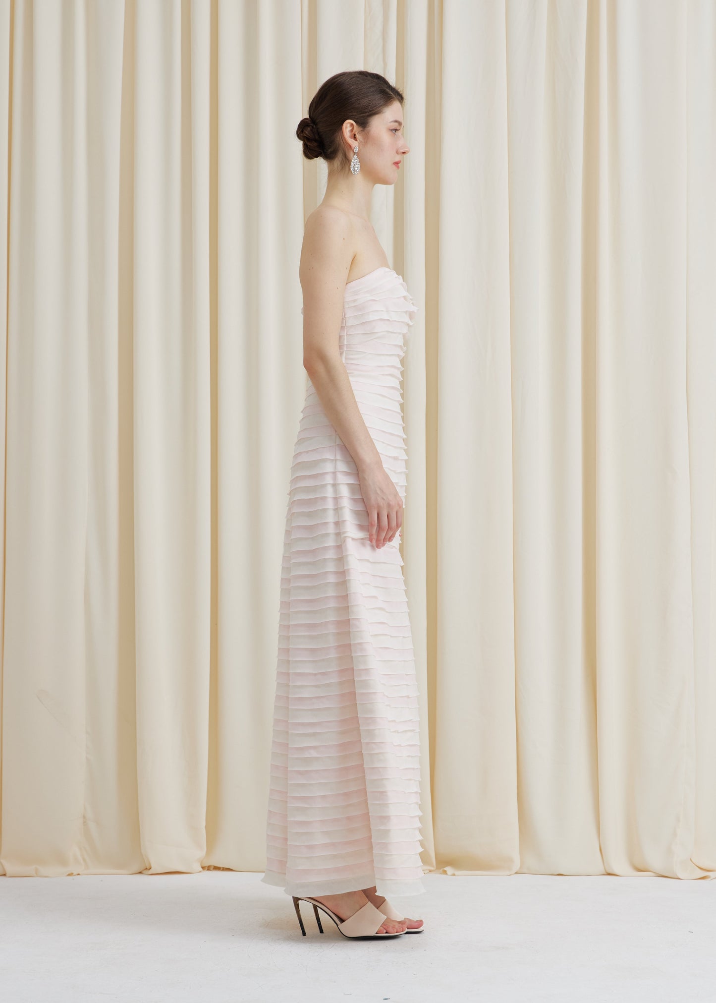 Gelato Afternoons and White Margot Strapless Maxi Dress in Blush