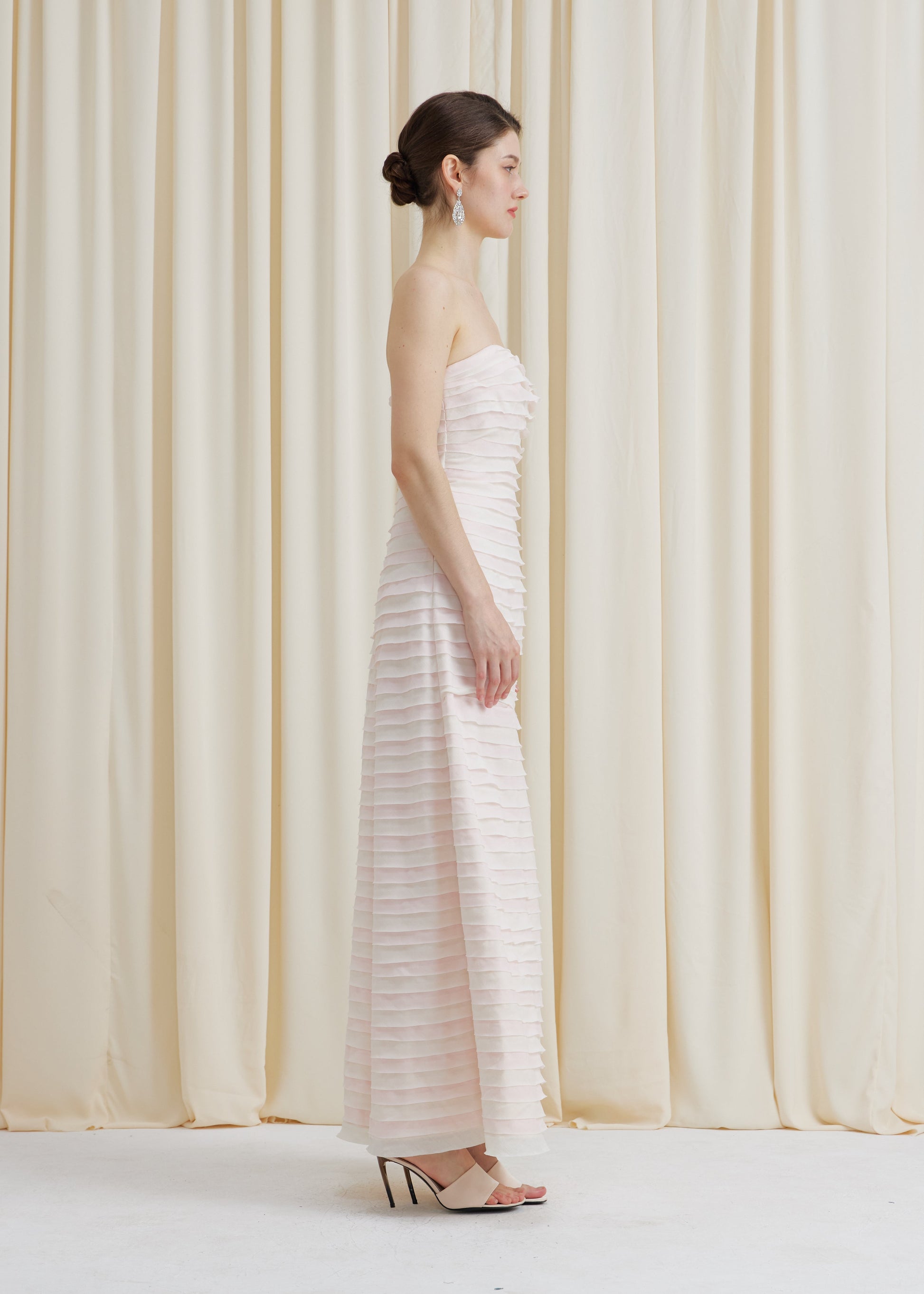 Gelato Afternoons and White Margot Strapless Maxi Dress in Blush