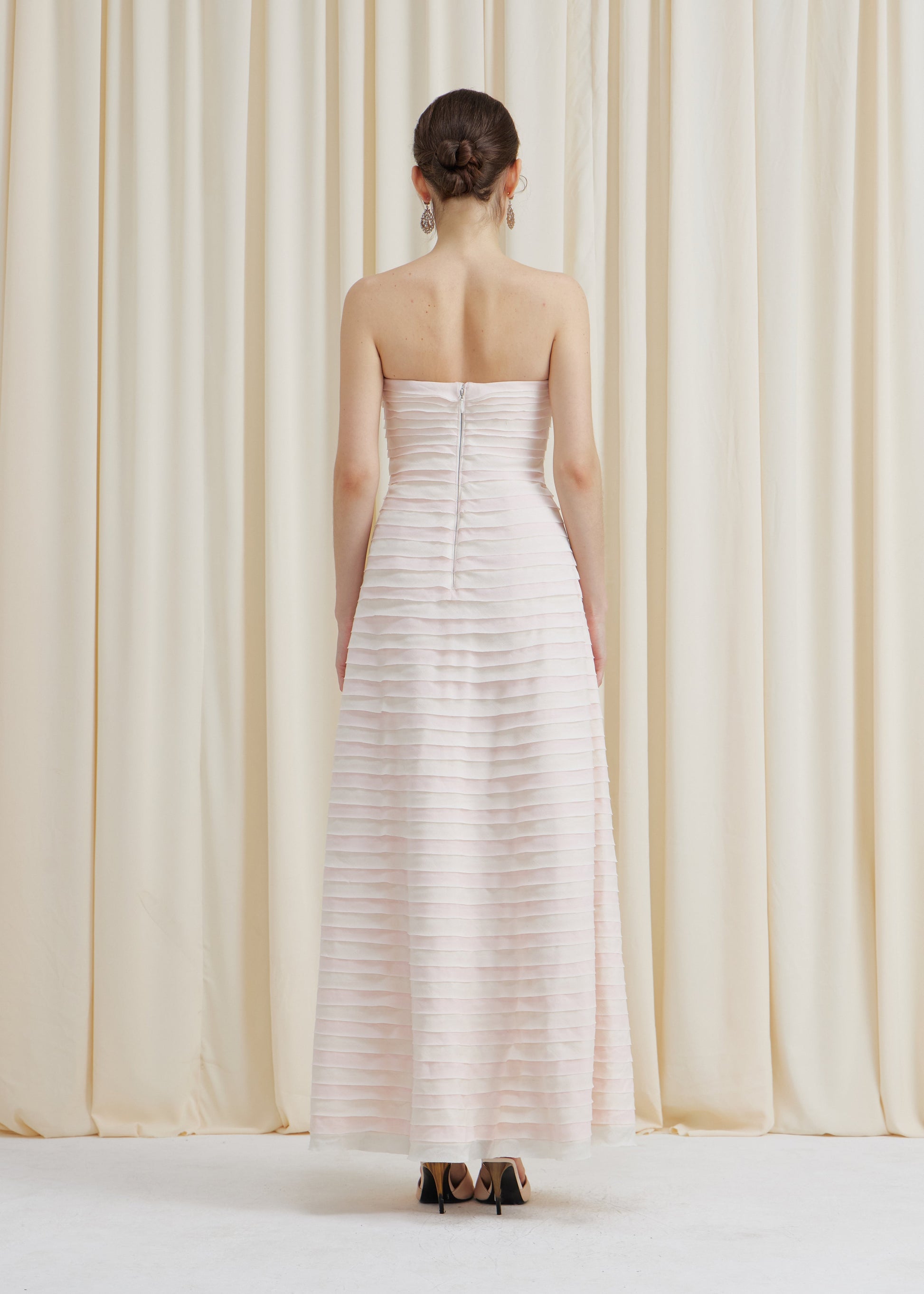 Gelato Afternoons and White Margot Strapless Maxi Dress in Blush