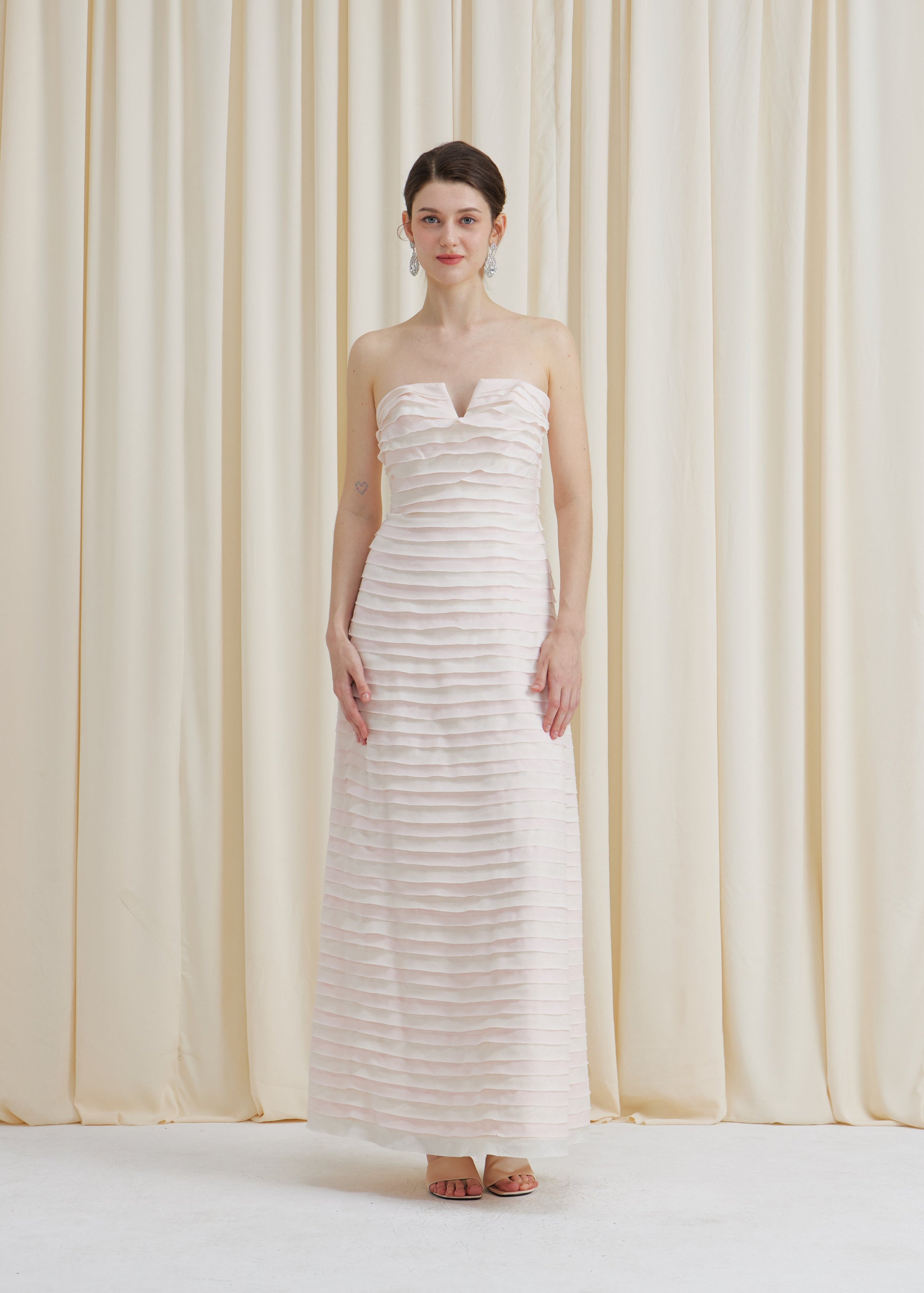 Gelato Afternoons and White Margot Strapless Maxi Dress in Blush