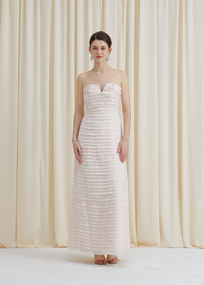 Gelato Afternoons and White Margot Strapless Maxi Dress in Blush