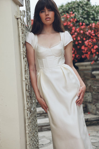 Ivory Mallorca Linen Midi Dress