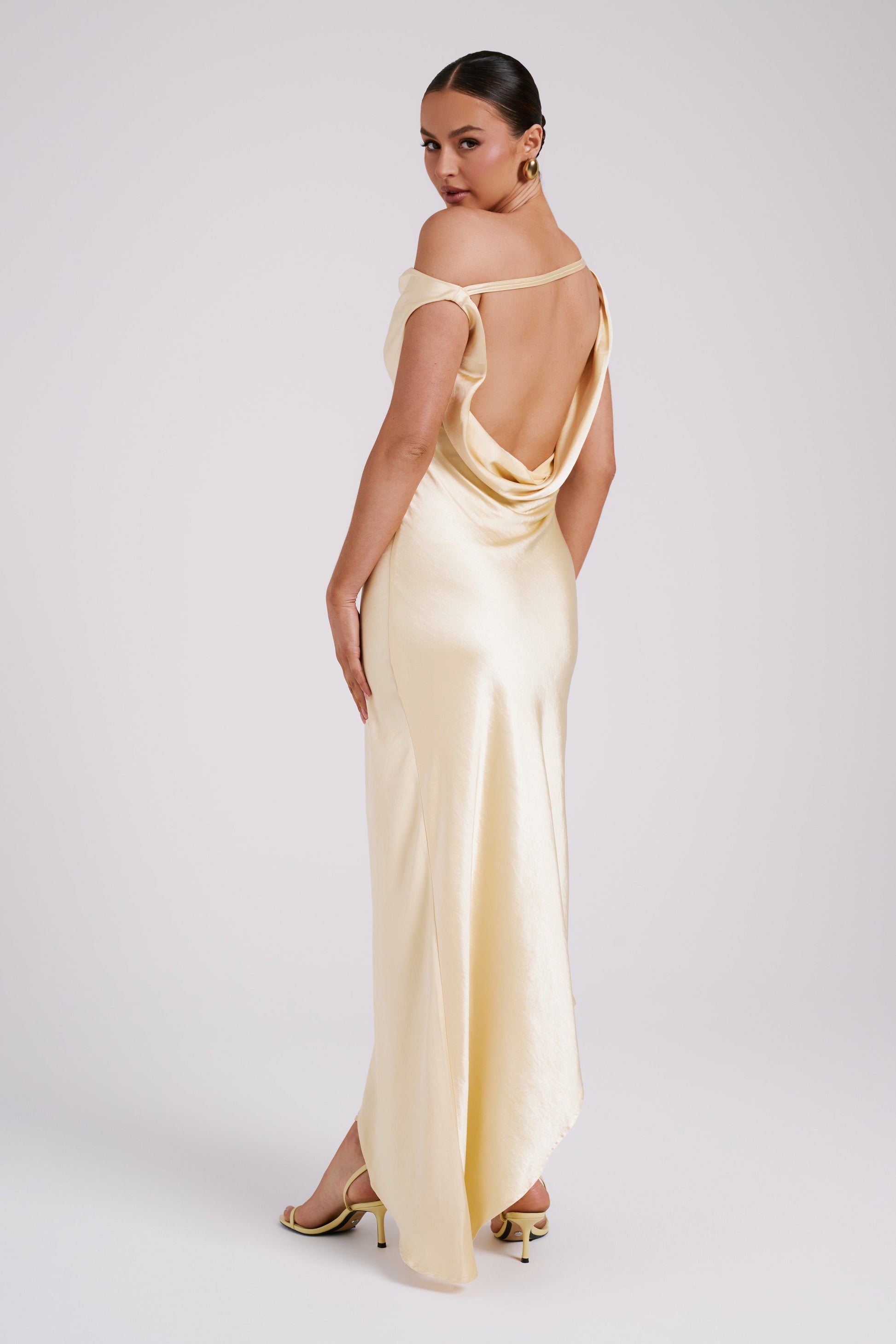 Butter Yvette Asymmetrical Slip Maxi Dress in Emerald