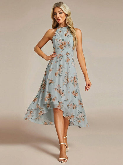 Dark Green Posie Chiffon Midi Dress