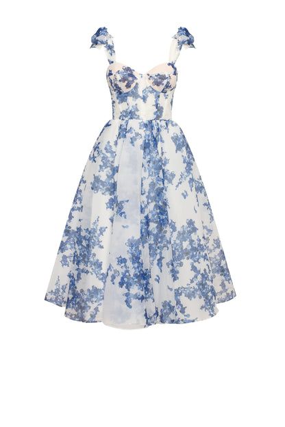 patterned organza midi dress, Garden of Eden Margot Floral Midi Dress