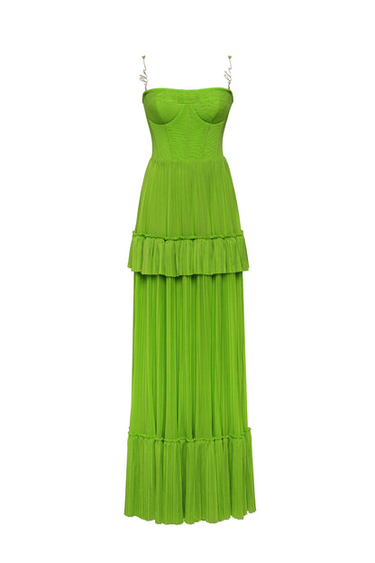 Green Milla Tulle Maxi Dress