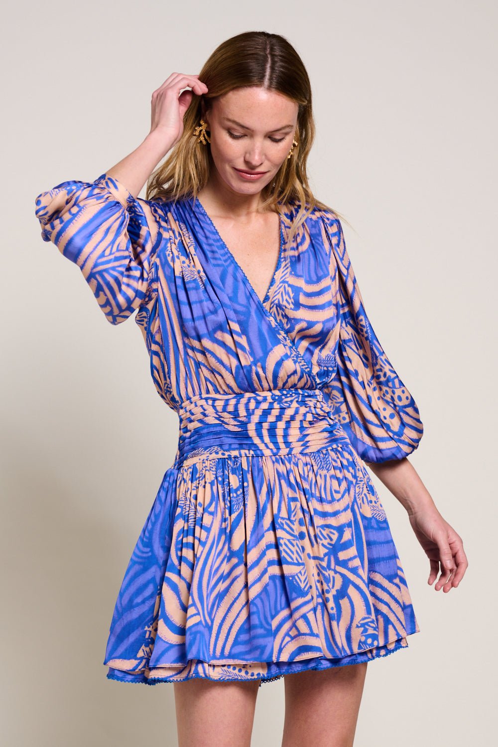 Blue Japonism Colleen Jacquard Mini Dress in Indigo