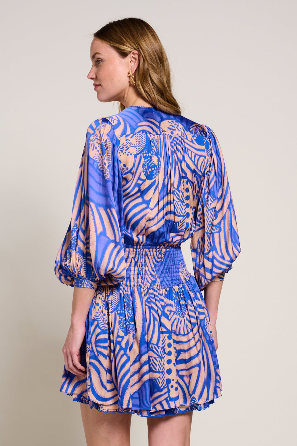 Blue Japonism Colleen Jacquard Mini Dress in Indigo