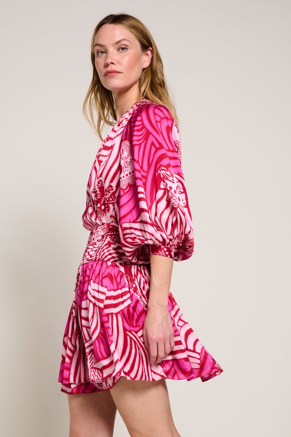 Pink Japonism Colleen Jacquard Mini Dress in Indigo