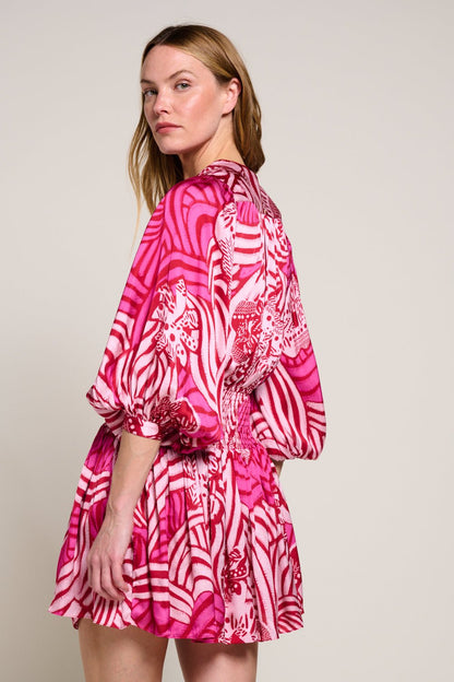 Pink Japonism Colleen Jacquard Mini Dress in Indigo