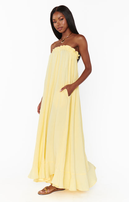 Margot Gauze Maxi Dress in Yellow