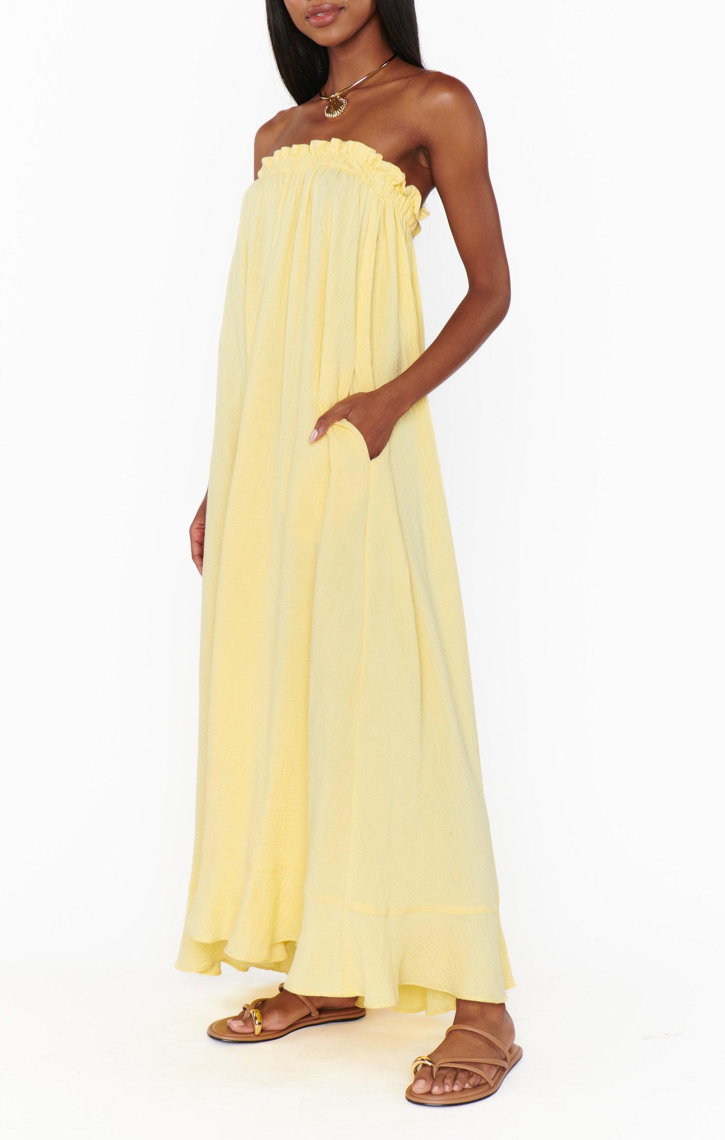 Margot Gauze Maxi Dress in Yellow