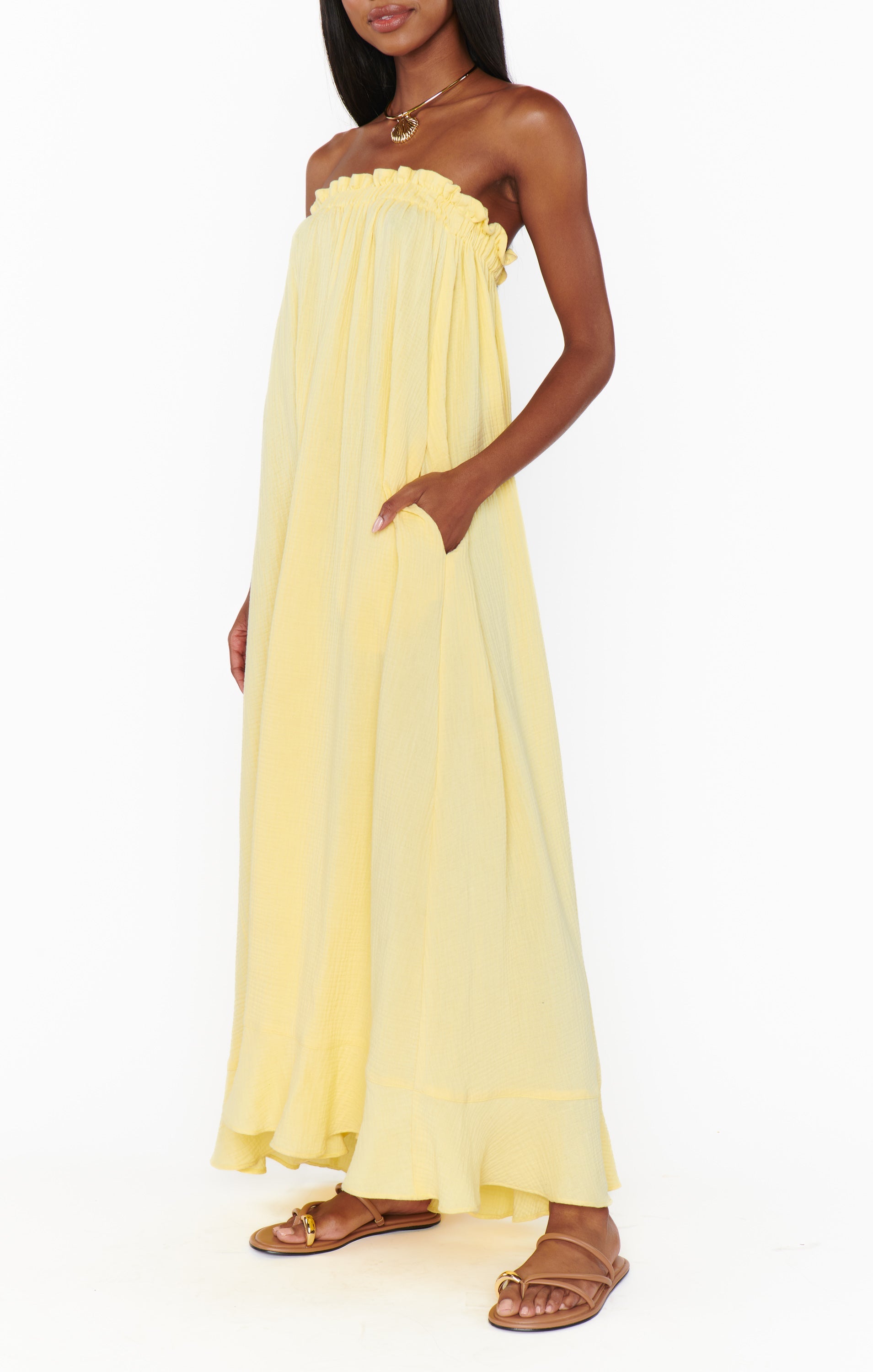 Margot Gauze Maxi Dress in Yellow