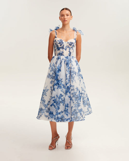 patterned organza midi dress, Garden of Eden Margot Floral Midi Dress