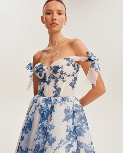 patterned organza midi dress, Garden of Eden Margot Floral Midi Dress