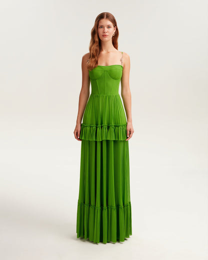 Green Milla Tulle Maxi Dress