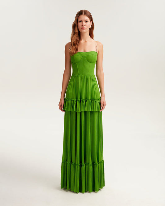 Green Milla Tulle Maxi Dress