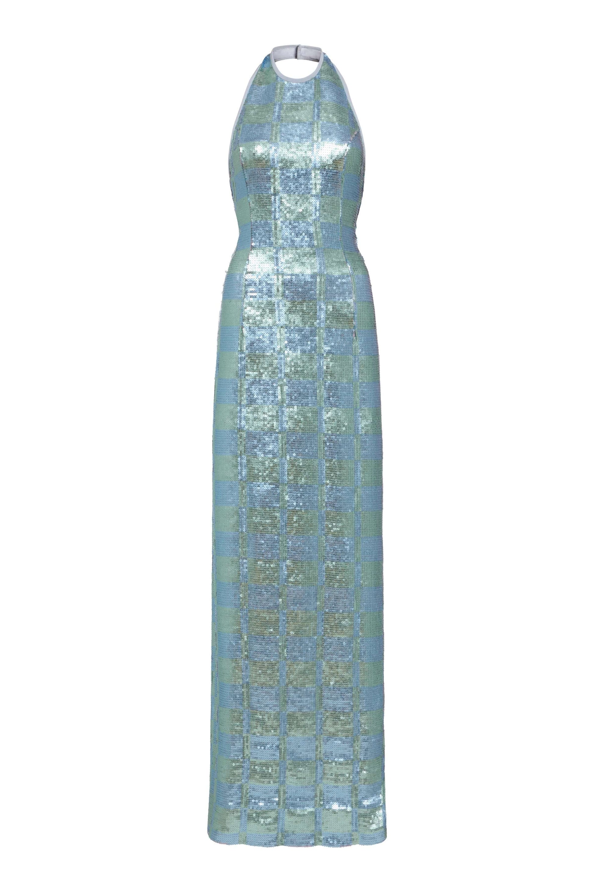 Nerine Gingham Sequin Gown