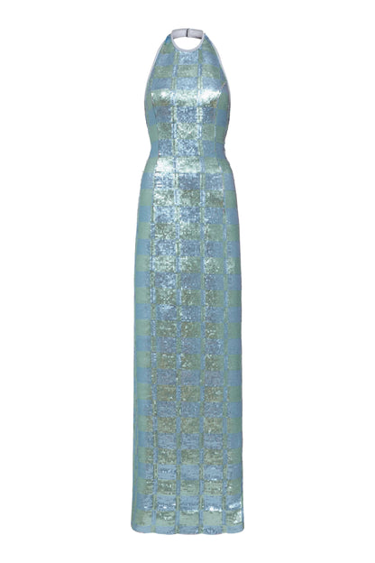 Nerine Gingham Sequin Gown