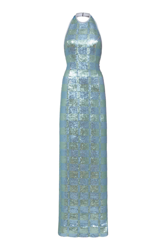 Nerine Gingham Sequin Gown