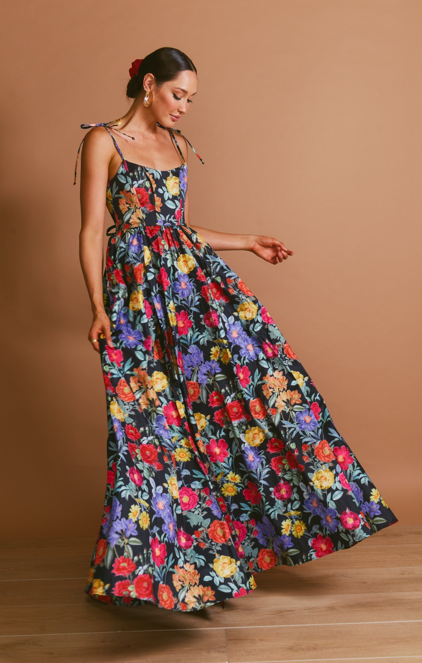 Juliet Black Taffeta Maxi Dress