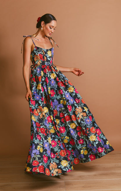 Juliet Black Taffeta Maxi Dress