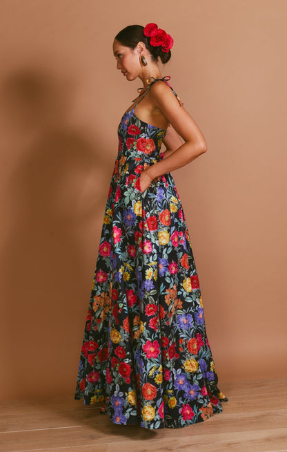 Juliet Black Taffeta Maxi Dress
