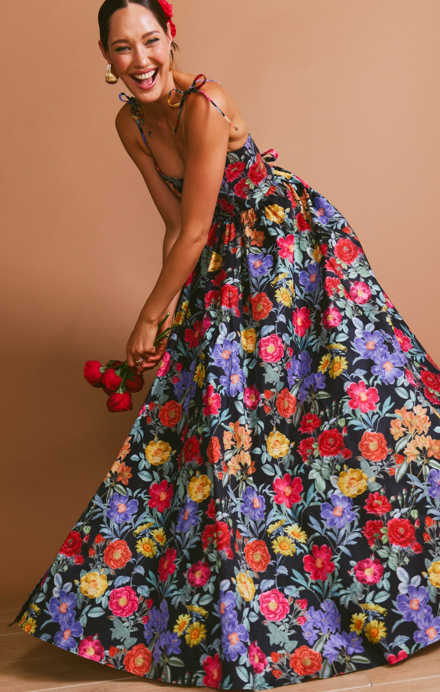 Juliet Black Taffeta Maxi Dress