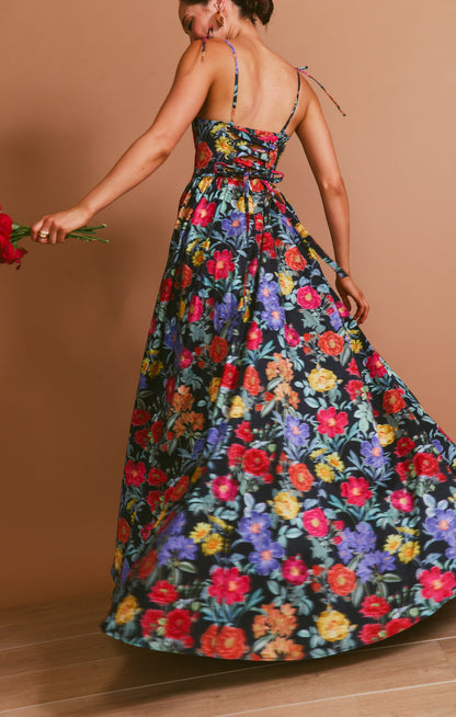 Juliet Black Taffeta Maxi Dress