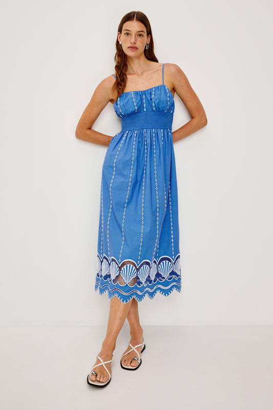 FRENCH BLUE Margot Silk Crepe Dress in French Blue