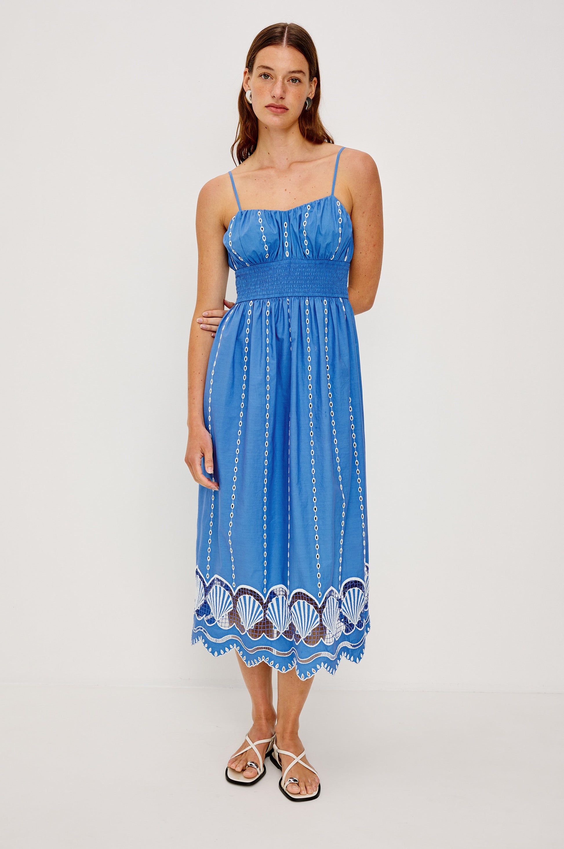 FRENCH BLUE Margot Silk Crepe Dress in French Blue