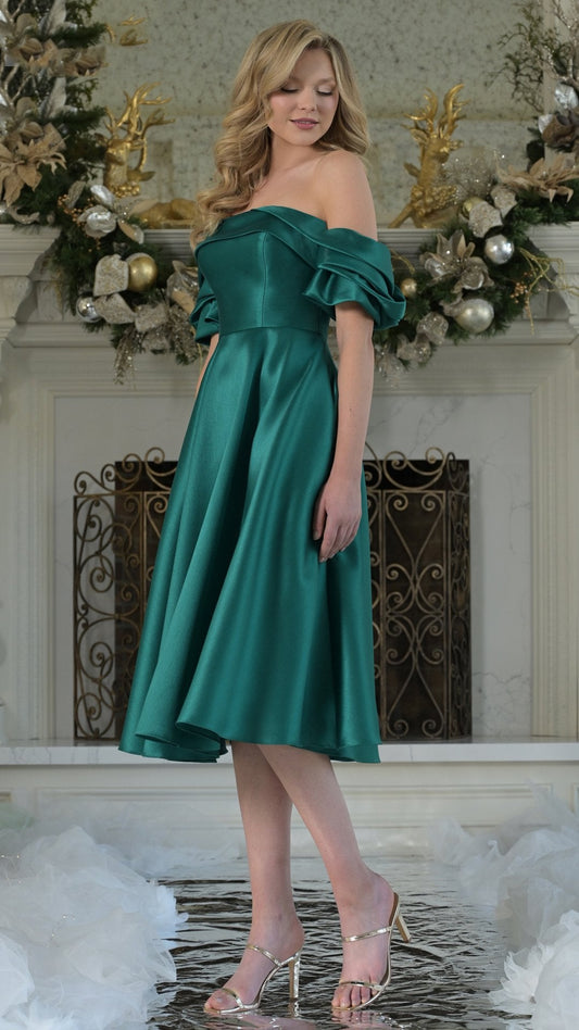 Emerald Victoria A-Line Midi Cocktail Dress in Black