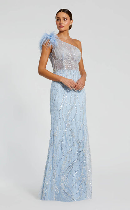 Powder Blue Margot Crystal Beaded Evening Dress