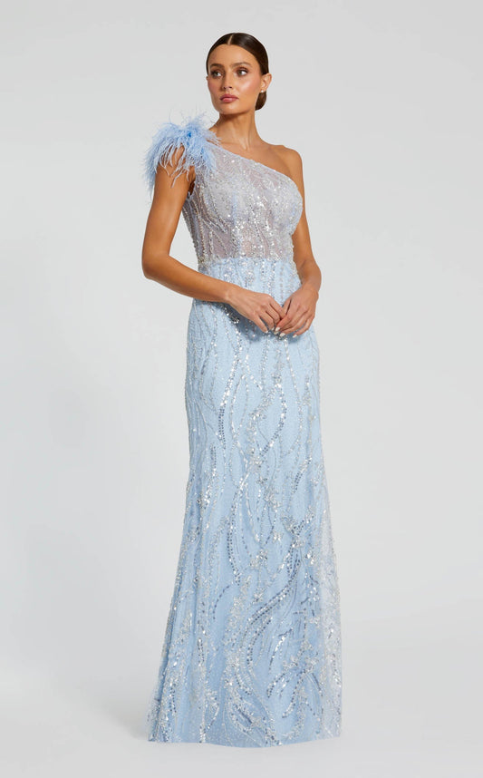 Powder Blue Margot Crystal Beaded Evening Dress