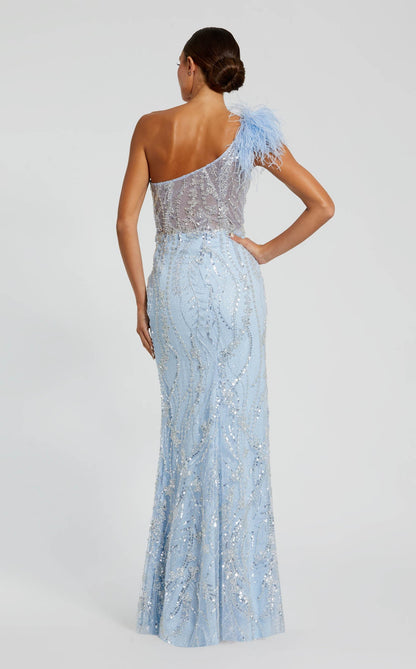 Powder Blue Margot Crystal Beaded Evening Dress