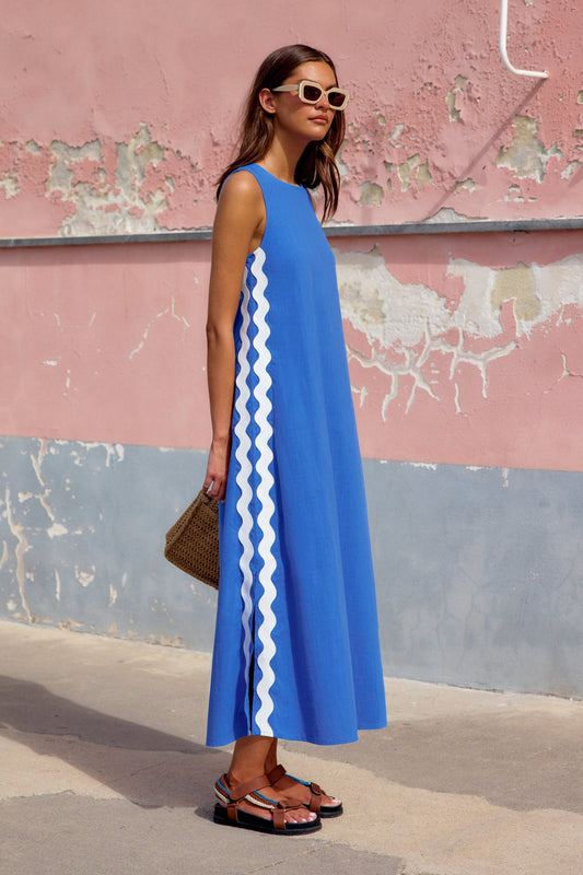 Caribbean Ric Rac Margot Silk Charmeuse Dress