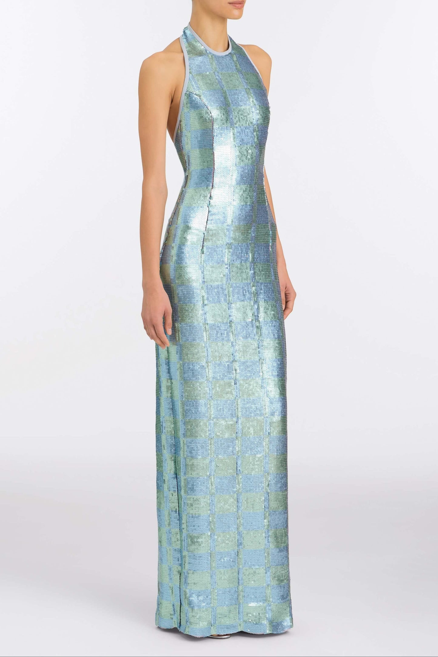 Nerine Gingham Sequin Gown