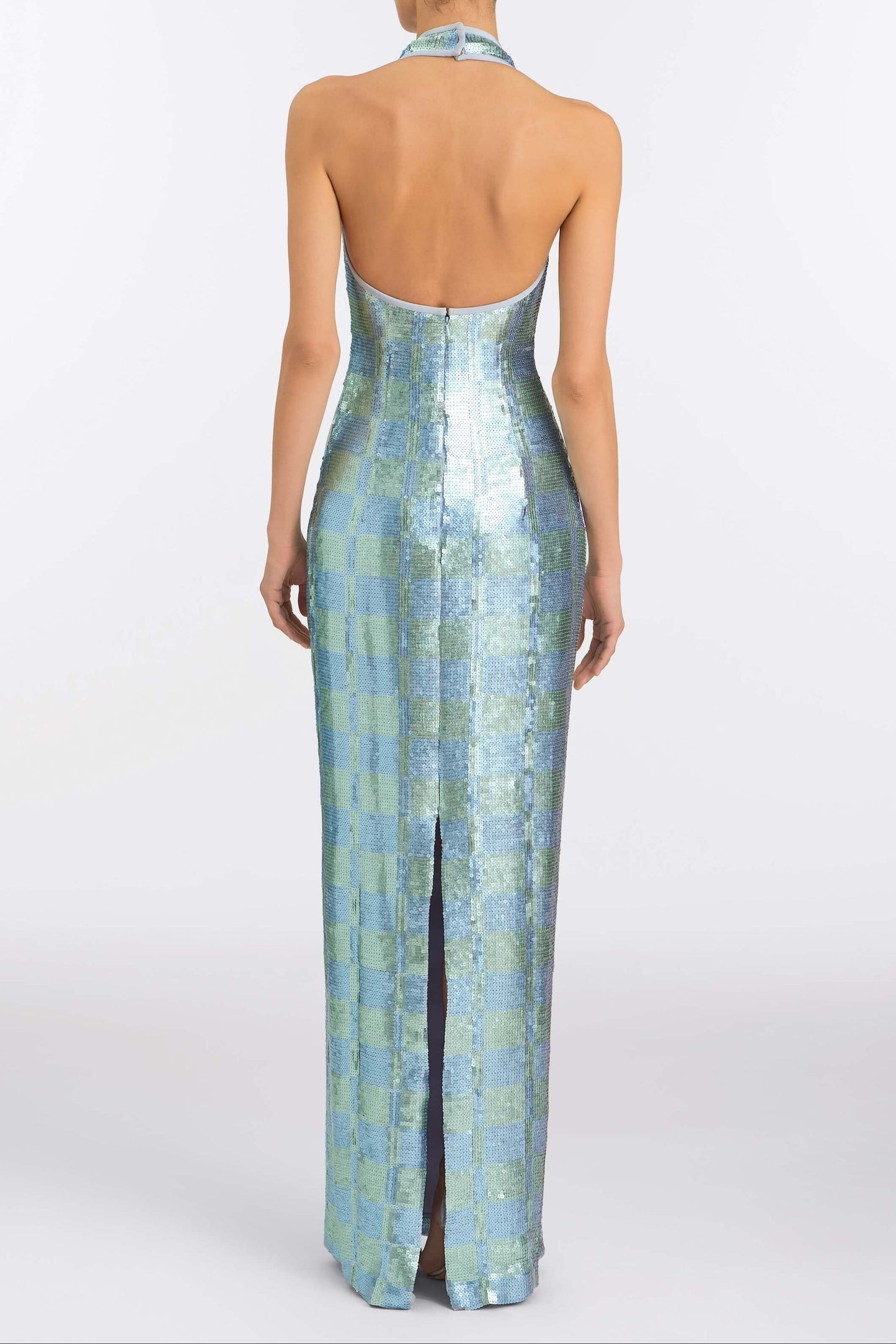 Nerine Gingham Sequin Gown