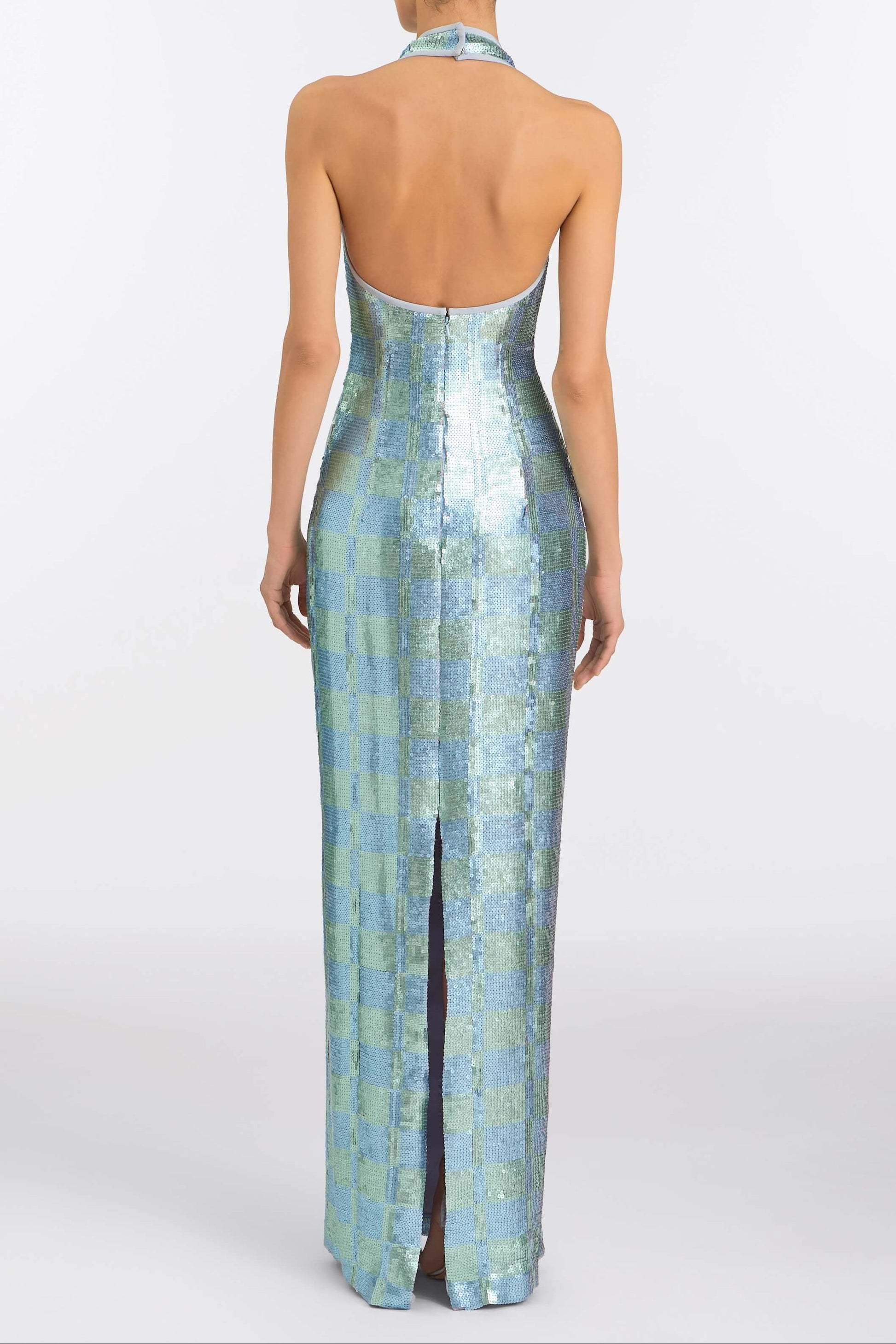 Nerine Gingham Sequin Gown