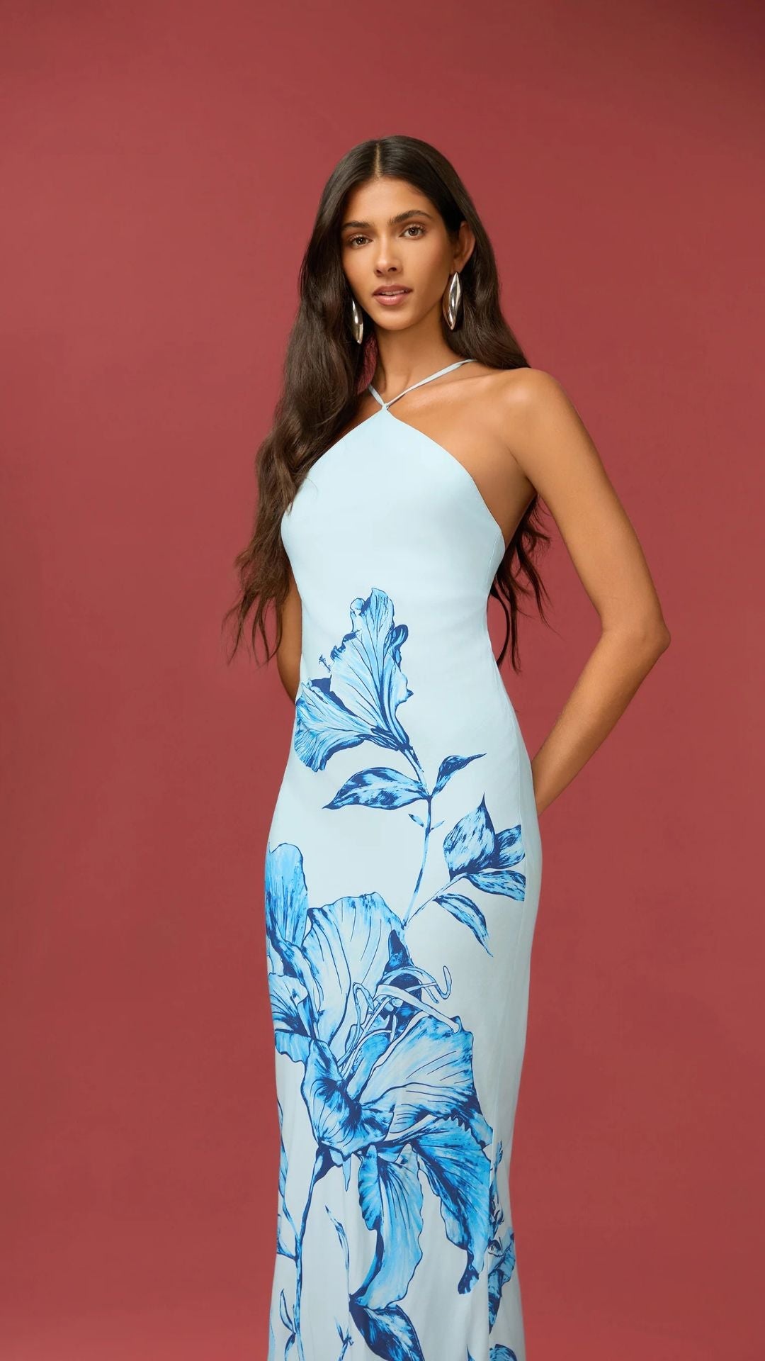 Blue Milo Halter Maxi Dress