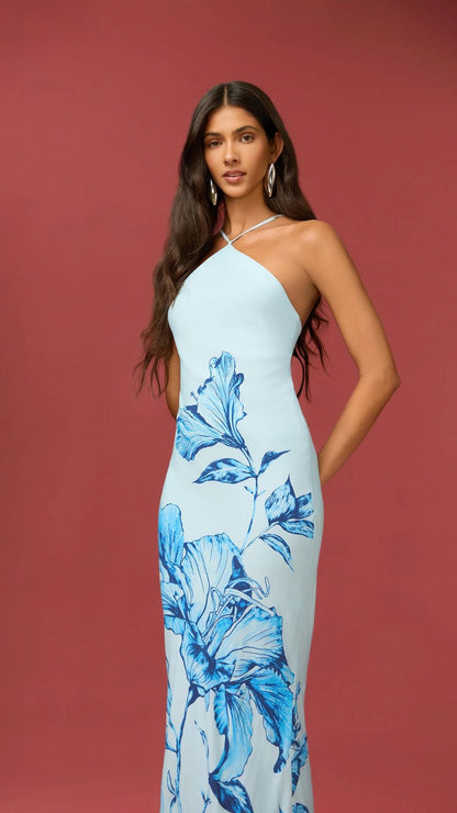 Blue Milo Halter Maxi Dress