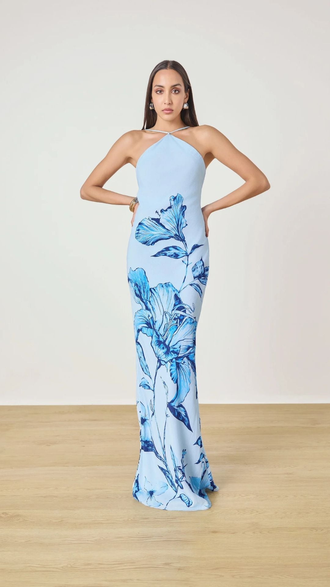Blue Milo Halter Maxi Dress