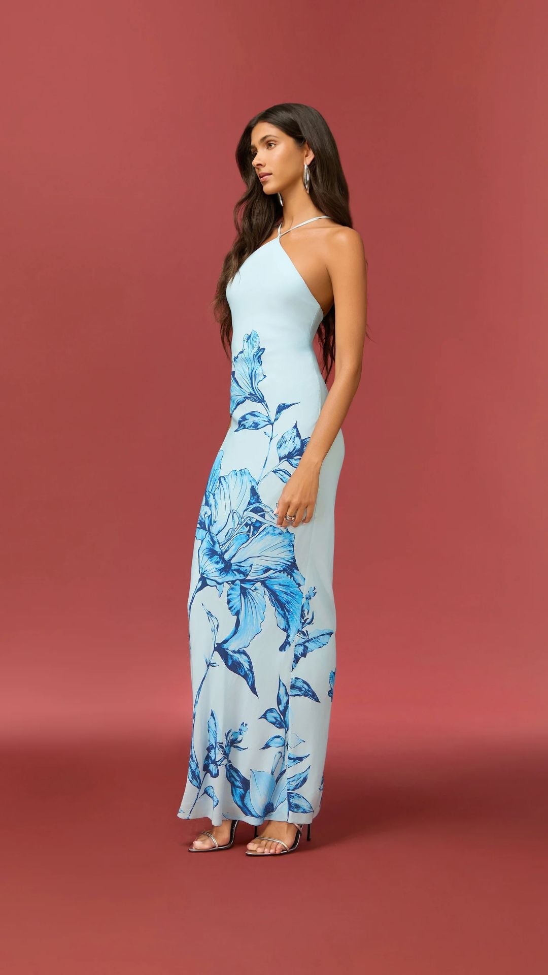 Blue Milo Halter Maxi Dress