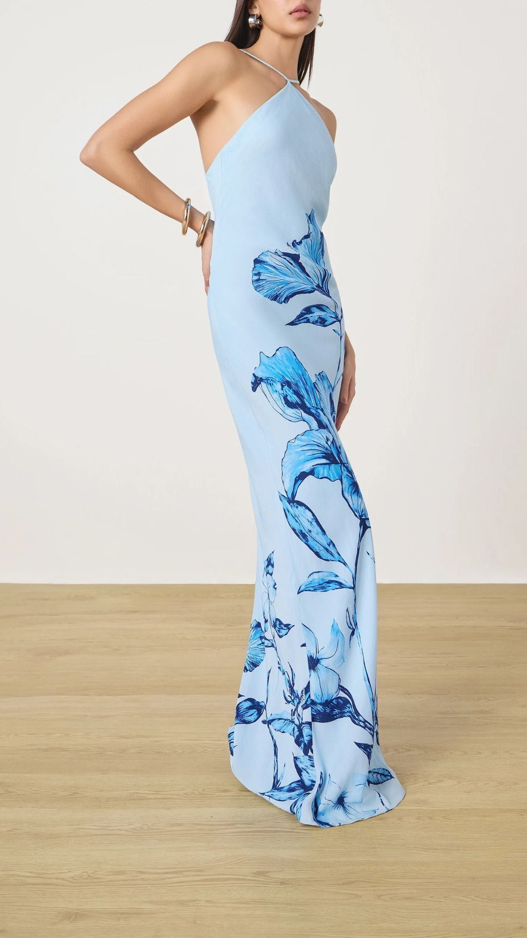 Blue Milo Halter Maxi Dress
