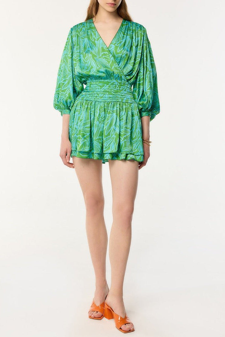 Turquoise Pop Tiger Colleen Jacquard Mini Dress in Indigo